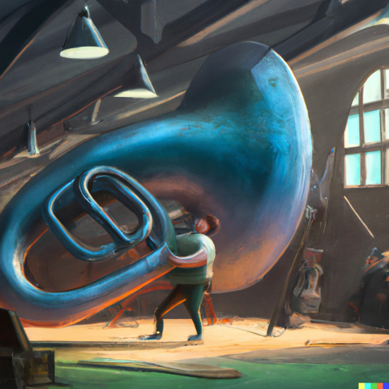 DALLE 2022 12 21 03.49.44 lifting a tuba in gym digital art