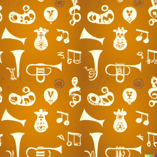 DALLE 2022 12 21 20.40.47 wallpaper in warm light orange color with little tuba icons 