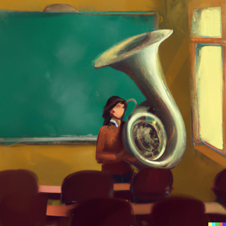 DALLE 2022 12 22 13.10.12 tuba school teacher in classroom digital art